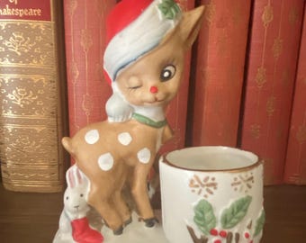 Vintage Jasco Reindeer Votive Candle Holder: 1978 Christmas Figurine