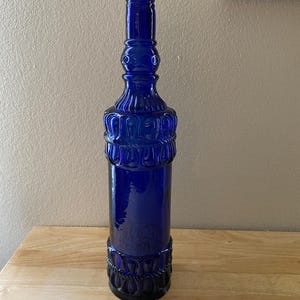 Vintage Cobalt Blue Glass Bottle | Cobalt Blue Glass Bottle | Ornate Glass Bottle | Ornate Glass Bottle Cobalt Blue
