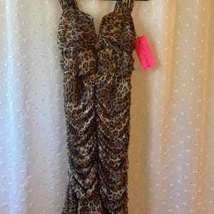 green emerald velvet dress Vintage Betsey Johnson Leopard Print Babydoll Dress  Very Breezy