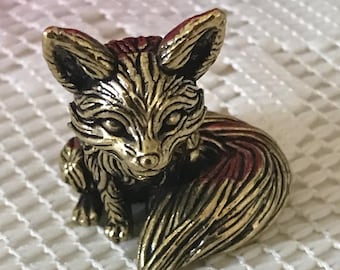 Mini Brass Fox Figurine | Vintage Shelf Decor