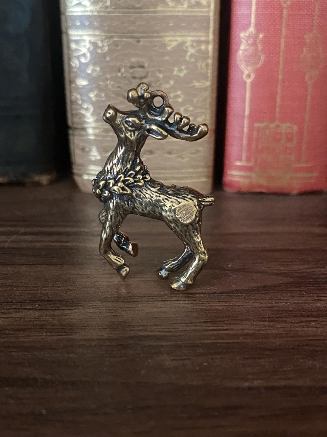 Mini Brass Reindeer Figurine | Christmas Shelf Decor - Etsy