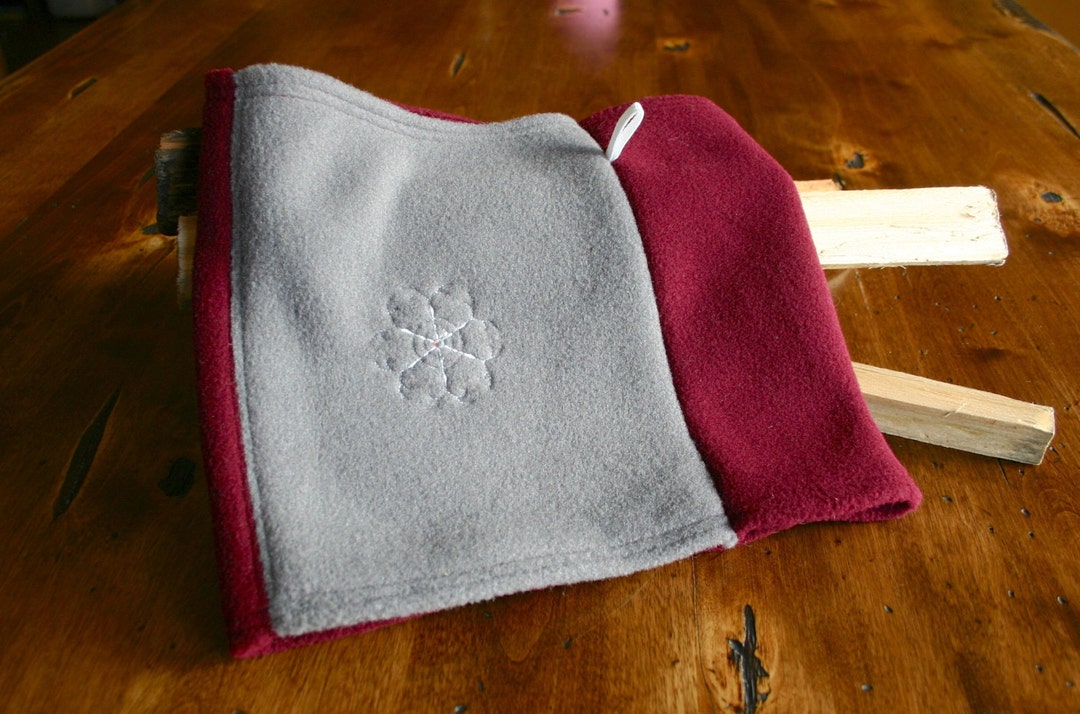 Bordeaux/burgundy and Grey Polartec Fleece Neck Warmer / Gaiter