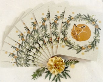 Sleeping Fox Holiday Boxed Set of 10 Recycled Cards