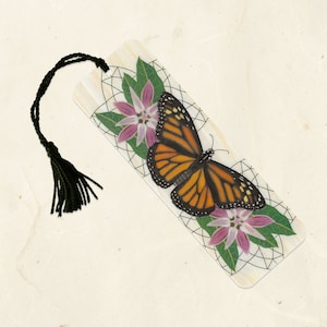 Monarch & Milkweed Sustainable Wood Bookmark with Tassel