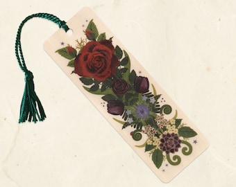 Rose & Ladybug Sustainable Wood Bookmark with Tassel