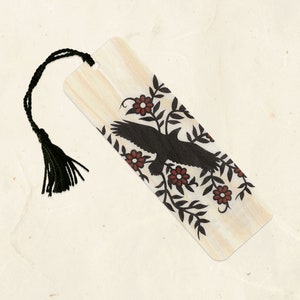 Raven Sustainable Wood Bookmark with Tassel