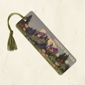 Mt Rainier Sustainable Wood Bookmark with Tassel