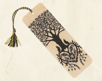 Tree of Life Sustainable Wood Bookmark with Tassel