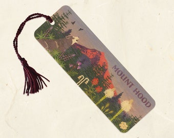 Mount Hood Sustainable Wood Bookmark with Tassel