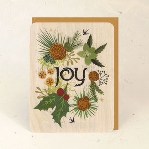 Yule Joy Wood Greeting Card Eco-Friendly Fine Art