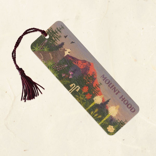 Mount Hood Sustainable Wood Bookmark with Tassel