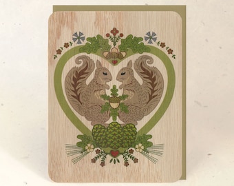 Squirrel Love Valentine Sustainable Wood Greeting Card