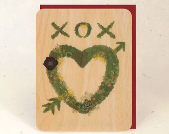 Moss Heart Sustainable Wood Greeting Card