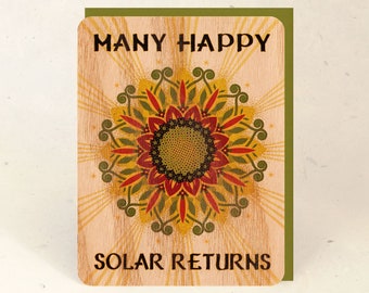 Birthday Sunflower Sustainable Wood Greeting Card