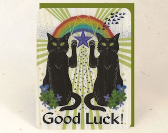 Luck Cats Sustainable Wood Greeting Card