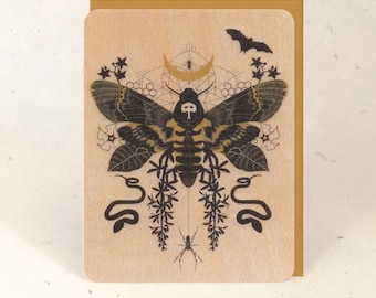 Hawkmoth Sustainable Wood Greeting Card