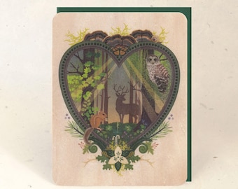 Woodland Heart Sustainable Wood Greeting Card