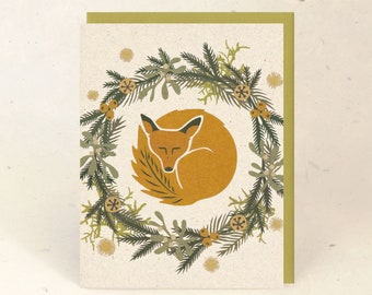 Sleeping Fox Holiday Recycled Paper Card - Limited Run