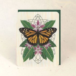 Monarch & Milkweed Sustainable Wood Greeting Card
