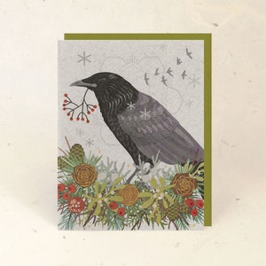 Winter Crow Holiday Recycled Paper Card
