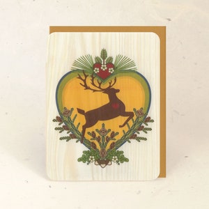 Sun Stag Sustainable Wood Greeting Card