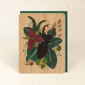 Stag Beetle Sustainable Wood Greeting Card