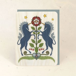 Cartão De Felicitações De Madeira Sustentável Rampant Unicorns