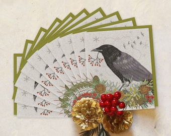 Winter Crow Holiday Boxed Set of 10 Recycled Cards