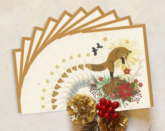 Leaping Fox Holiday Boxed Set of 10 Recycled Cards