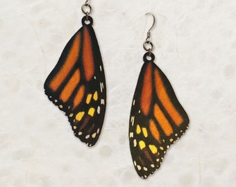 Monarch Butterfly Wing Birch Wood Earrings