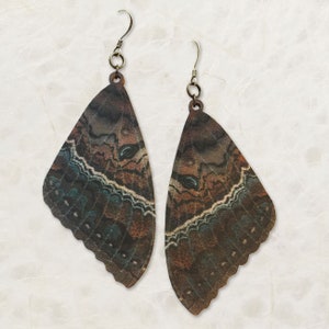 Black Witch Moth Wing Birch Wood Earrings