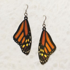 Monarch Butterfly Wing Birch Wood Earrings