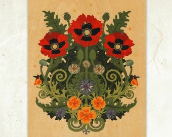 Portland Rose Wood Postcard Eco-Friendly Fine Art