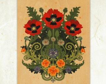 Portland Rose Wood Postcard Eco-Friendly Fine Art