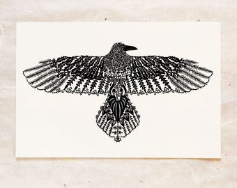 Raven Papercut Fine Art Recycled Paper Print