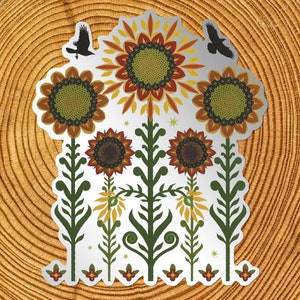 Zonnebloemen & Kraaien Matte Spiegel PVC-Vrije Sticker