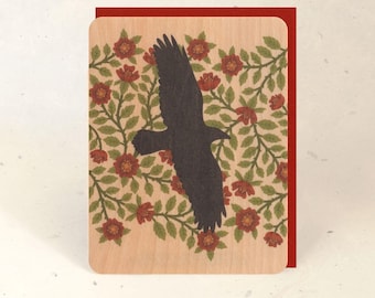 Raven and Rose Sustainable Wood Greeting Card