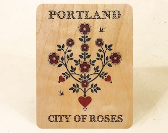 Portland Roses Sustainable Wood Postcard