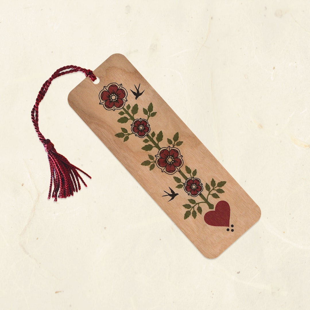 Pld Bookmark Old Roses Sustainable Wood Bookmark With Tassel - Etsy