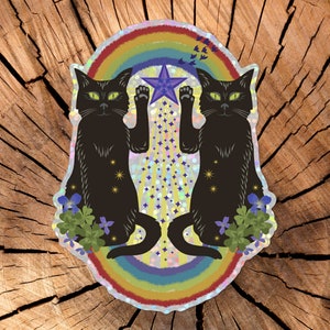 PVC-vrije sticker Luck Cats holografische glitter