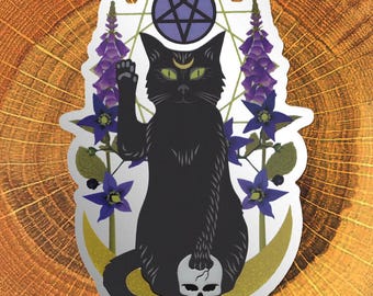Foxglove Cat Matte Silver PVC-Free Sticker
