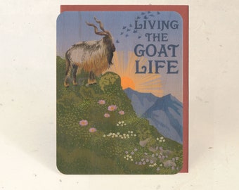 Goat Life Sustainable Wood Greeting Card