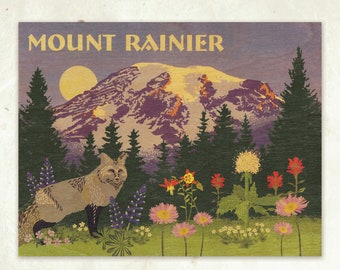 Mt Rainier Sustainable Wood Print