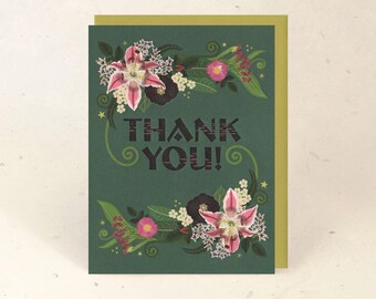 Stargazer Lily Thank You Recycled Greeting Card