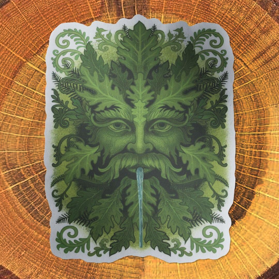 Green Man Matte Silver Pvc-free Sticker - Etsy