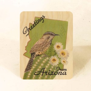 Cartolina in legno sostenibile dello stato dell'Arizona