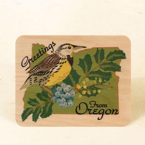 Cartolina in legno sostenibile dello stato dell'Oregon