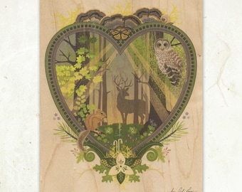 Woodland Heart Sustainable Wood Print