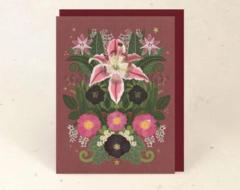 Stargazer Lily Recycled Greeting Card