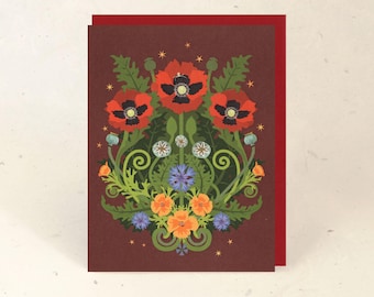Poppy Spider Recycled Greeting Card